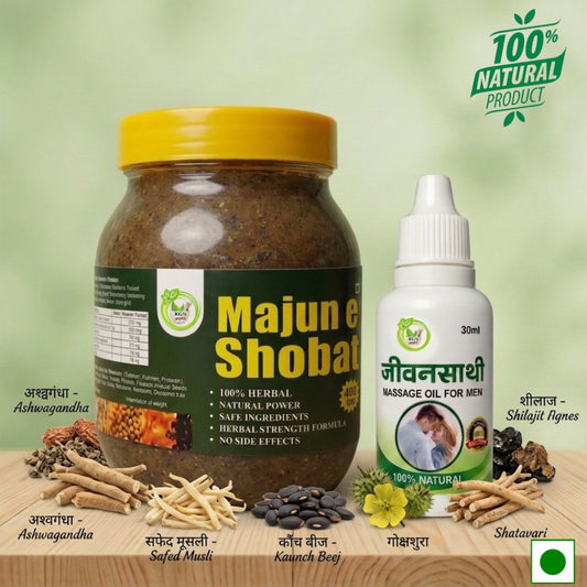 Ayurvedic Majoon + Jeevansathi Oil Combo for Men’s Strength – कमजोरी, स्टैमिना और परफॉर्मेंस का पावरफुल समाधान